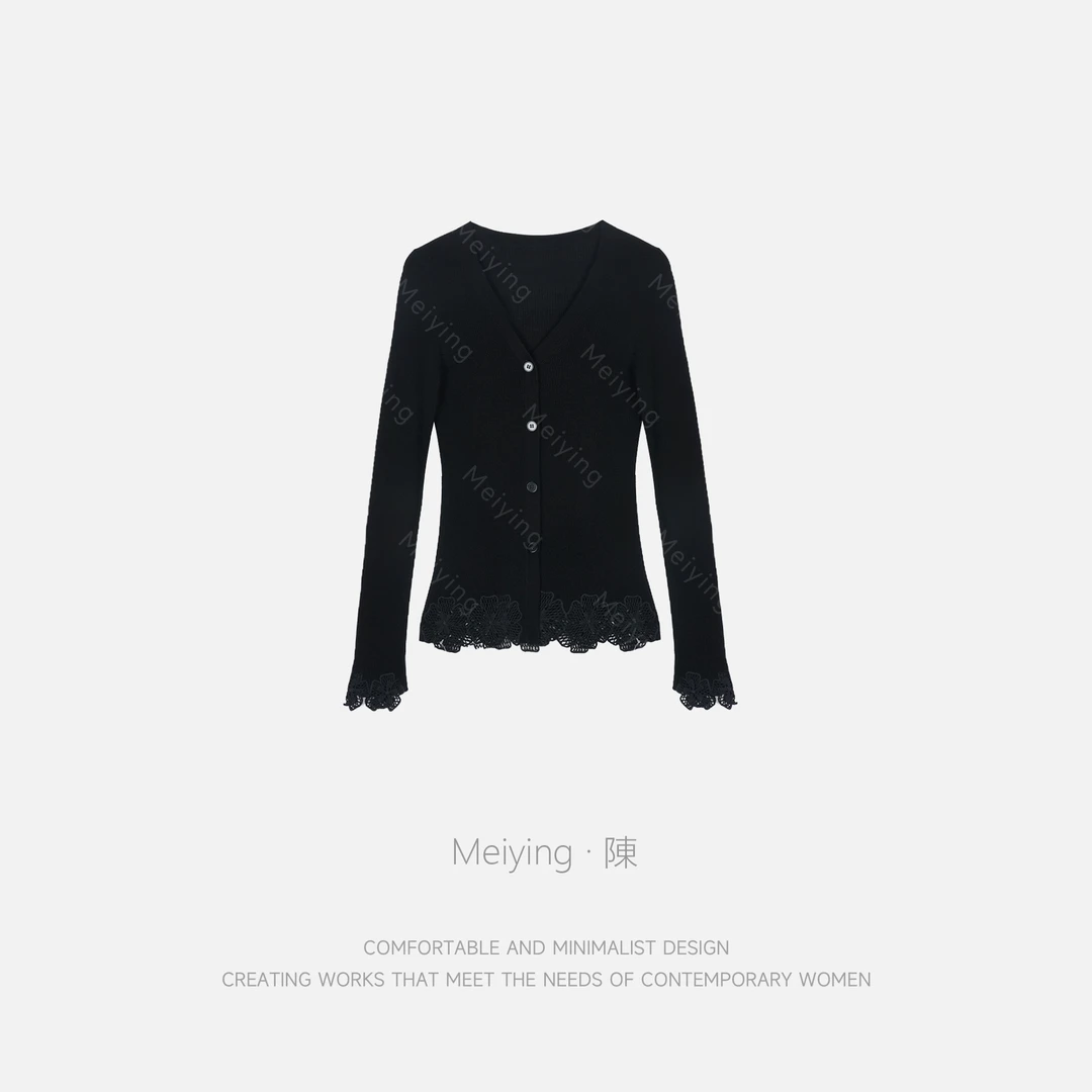 Meiying-“精致翘楚”浪漫感100羊毛花边袖针织衫YZ5QZ026
