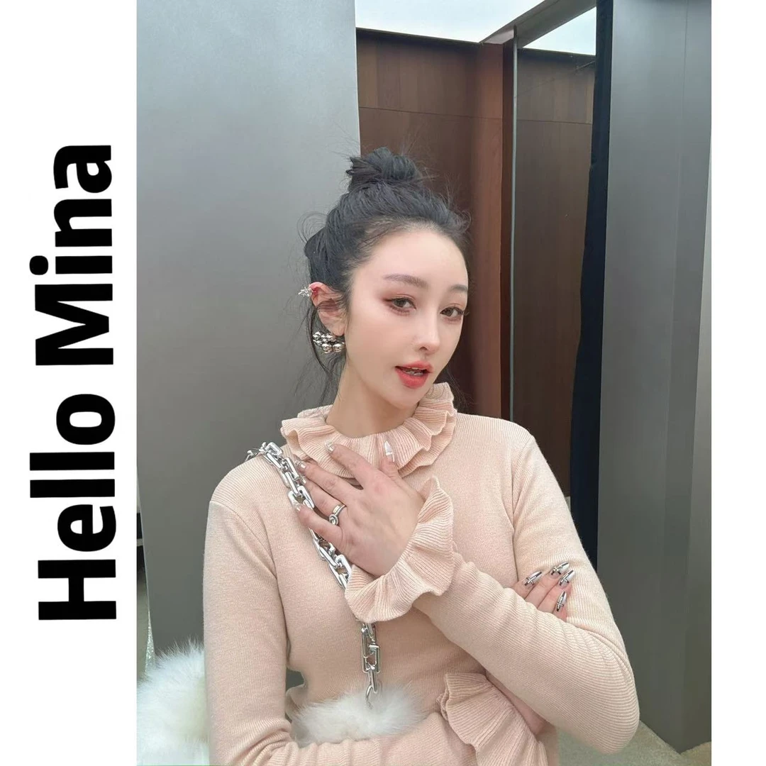 1954法式荷叶领针织衫