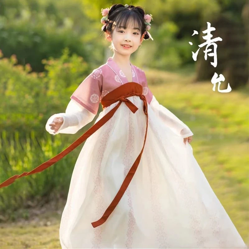 2023年秋季公主中国风民族女汉服夏季古装齐胸夏装仙气女童