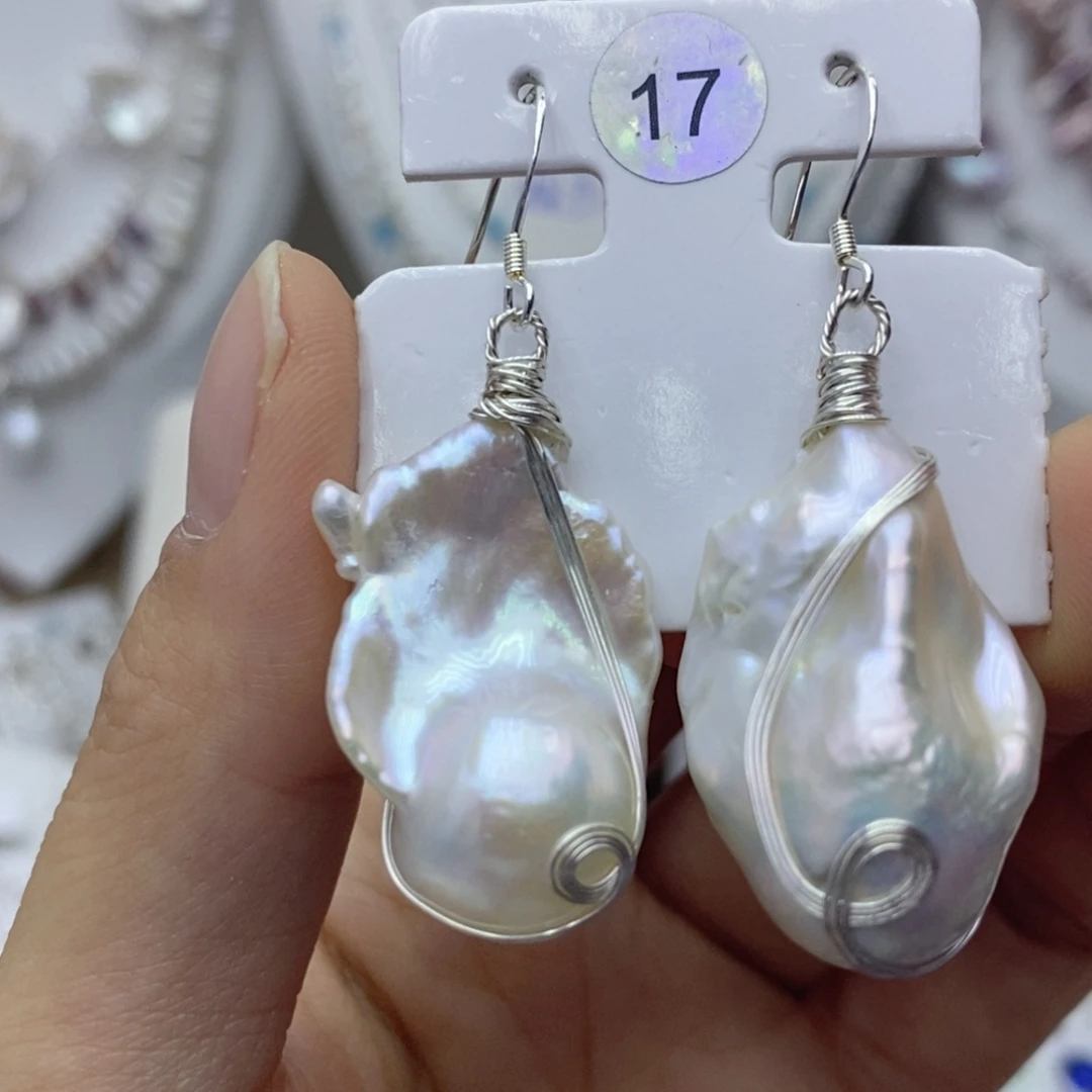 银S925镶嵌淡水珍珠耳饰