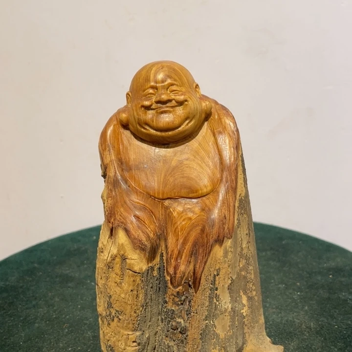 鱼***渊柏木（崖柏）弥勒摆件