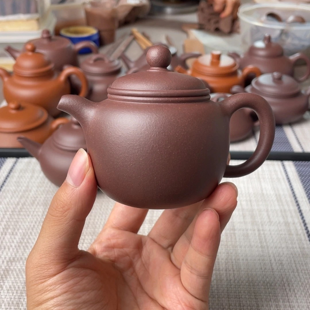 茶壶紫砂半手工老紫泥匏尊壶130cc