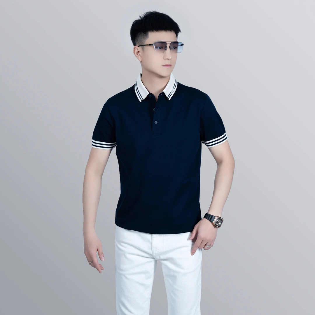 【莫斯吉尔】夏季潮流简约纯色翻领POLO衫时尚休闲商务修身百搭短袖