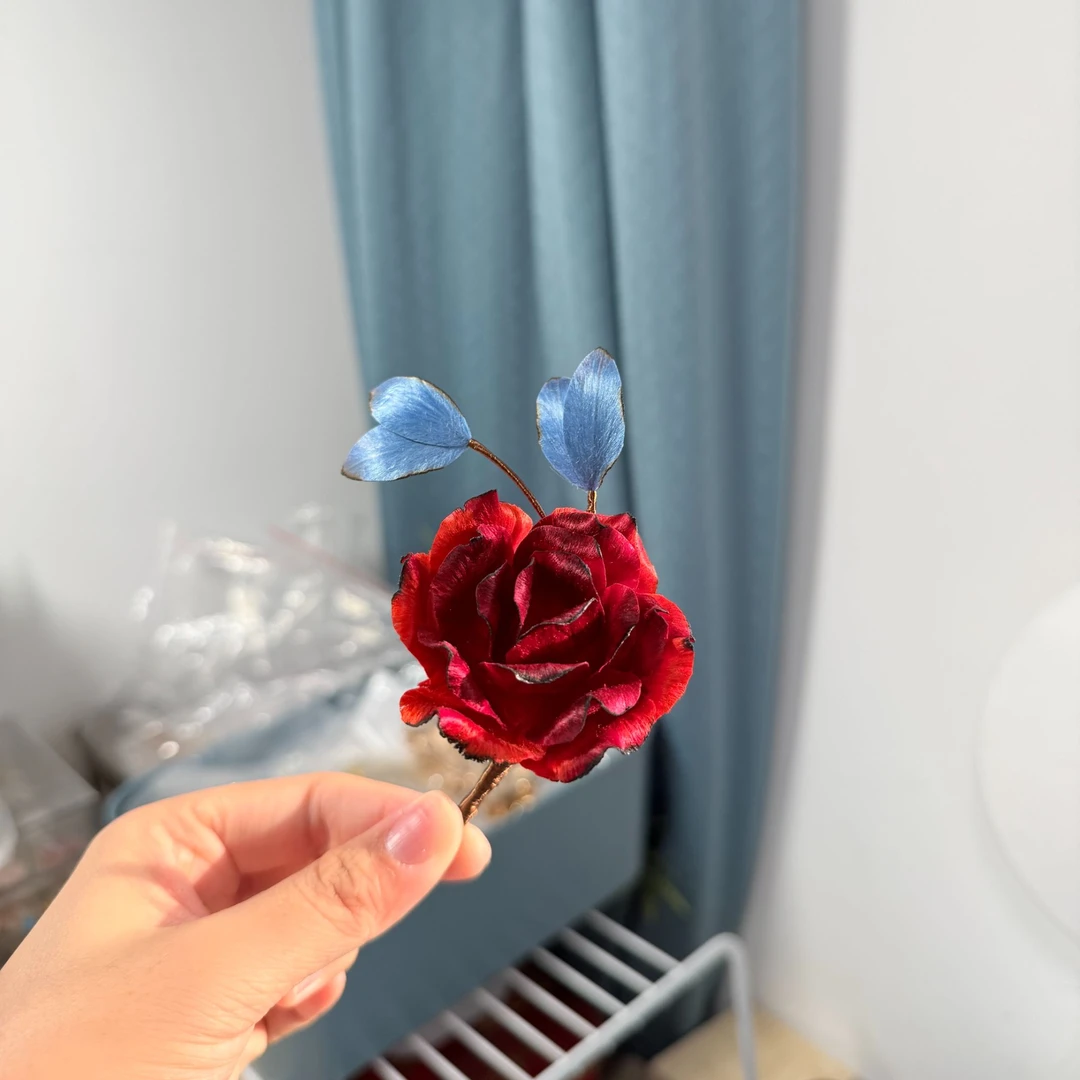 【古典红】绒花发簪软簪（需要备注主体，不备注默认发软簪）