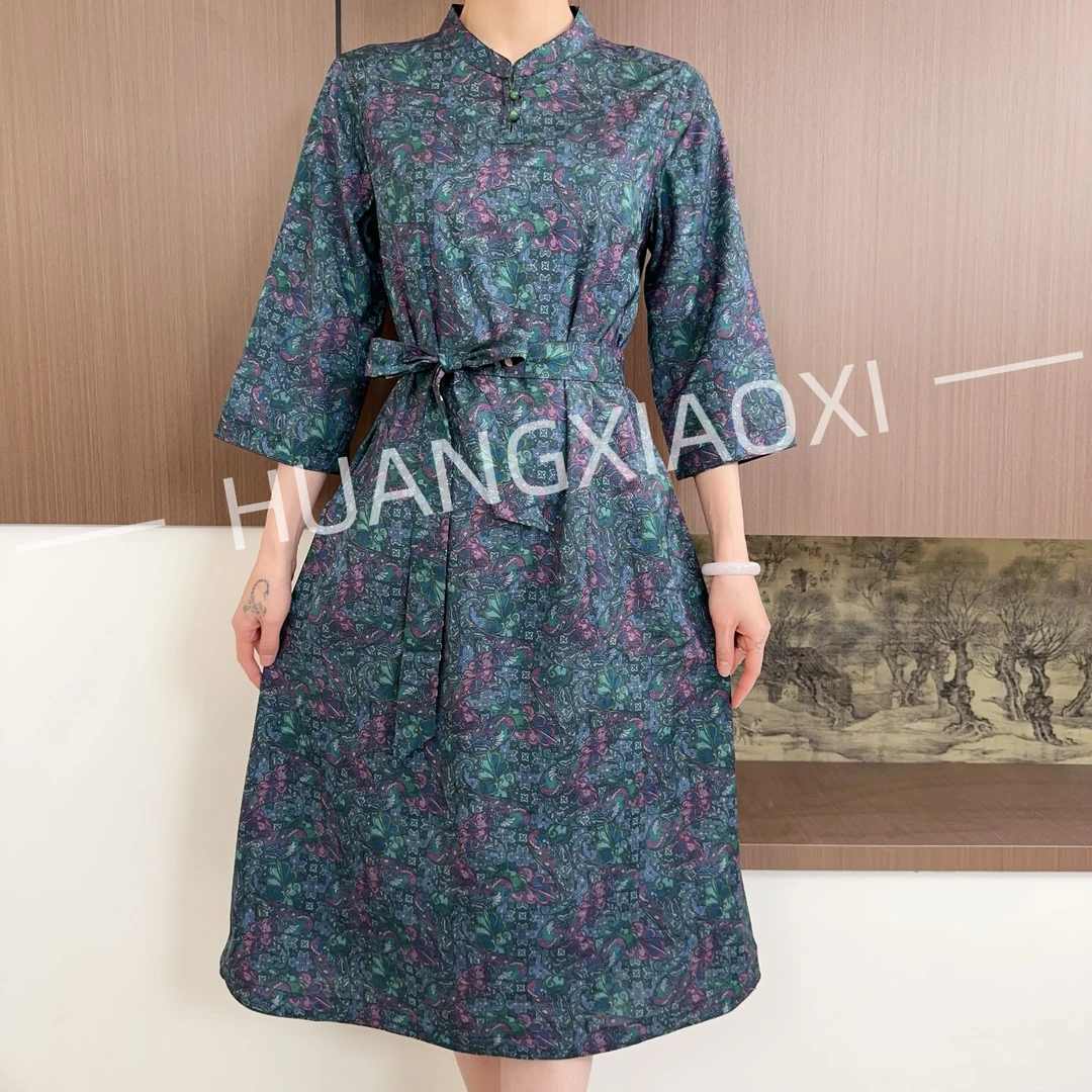 HUANGXIAOXI 深海珊瑚不规则几何单层双面双穿连衣裙ZF-109