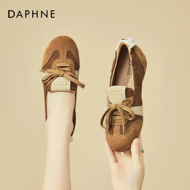 达芙妮内增高德训鞋女款2025秋季新款一脚蹬浅口复古百搭休闲鞋子