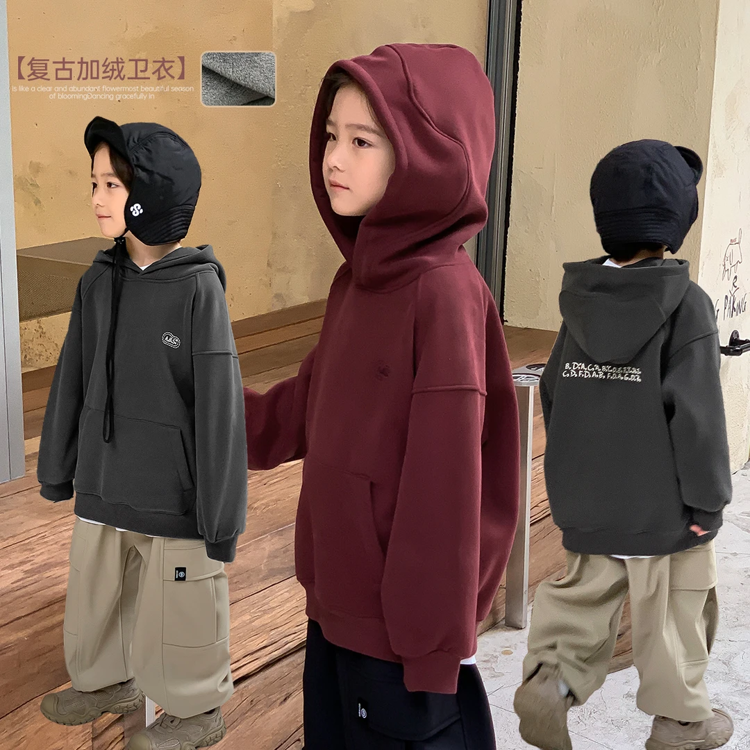 【小红帽】源源家童装男童卫衣儿童连帽2024新冬上衣加绒冬4