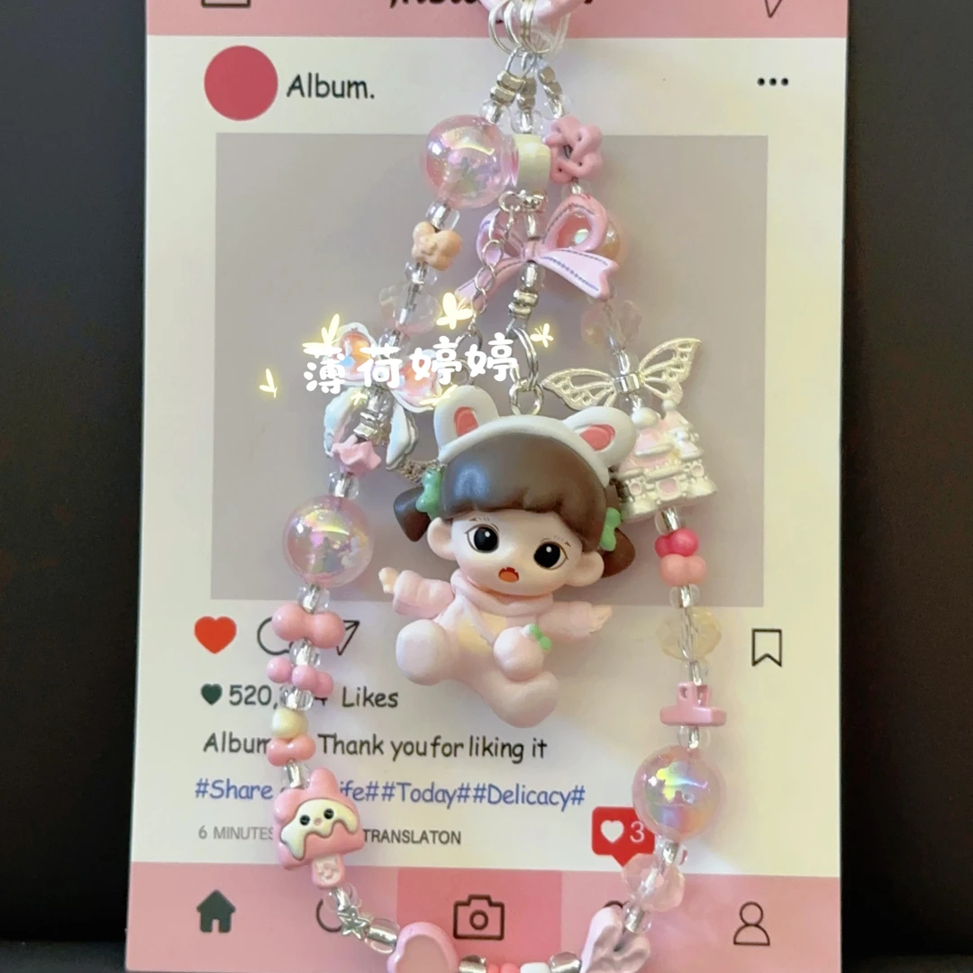 手工原创DIY手机链钥匙扣包链可爱创意通用防丢挂链