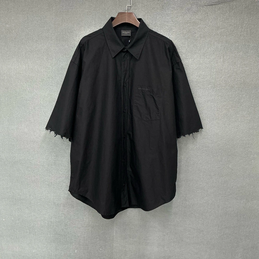 未使用 Balenciaga/巴黎世家 刺绣logo破坏短袖衬衫 xs码