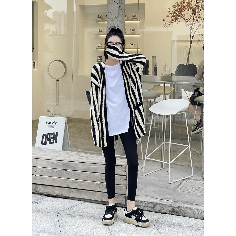 年终大促 自制 慵懒风撞色设计针织开衫J8883166