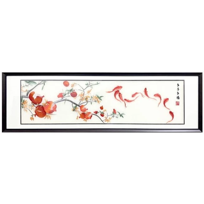 S5141—事事如意锦鲤送福刺绣装饰画客厅沙发背景墙横幅挂画福401