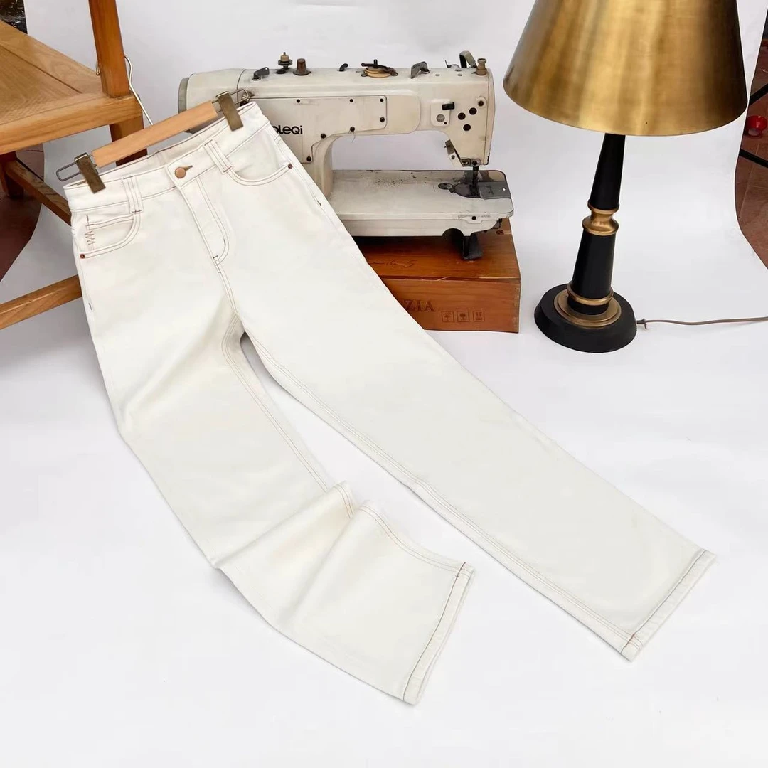 66123冬季加绒深圳南油直筒裤秀场款显瘦百搭女牛仔裤