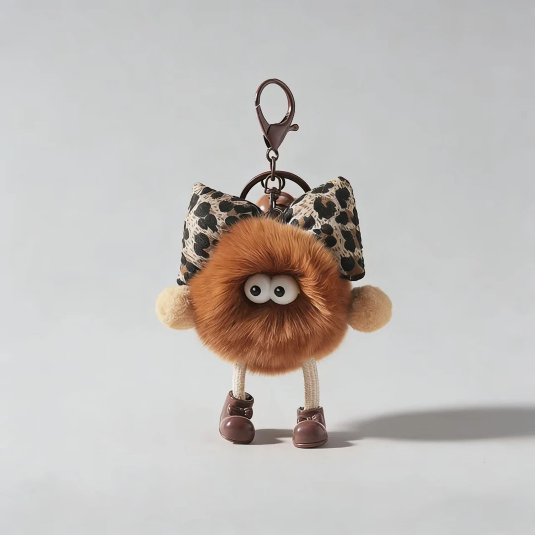 可爱真獭兔蝴蝶小煤球毛绒公仔汽车钥匙扣包包挂件生日礼物桌摆件