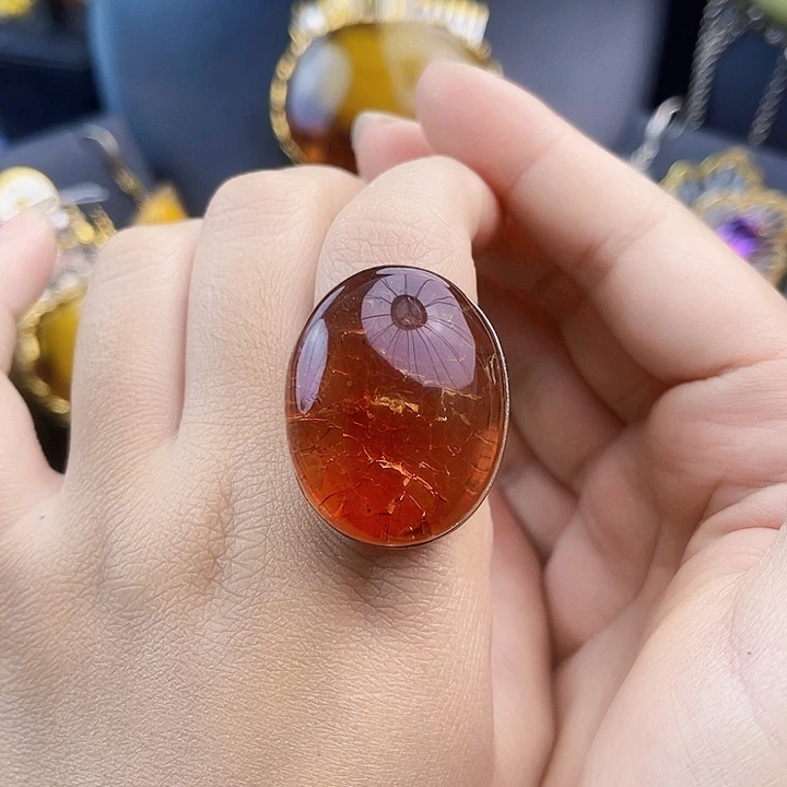 琥珀银S925镶嵌裸石