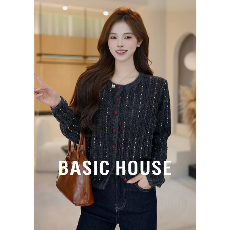 Basic House/百家好温柔风彩点针织衫女秋季新款上衣B1195B50B62