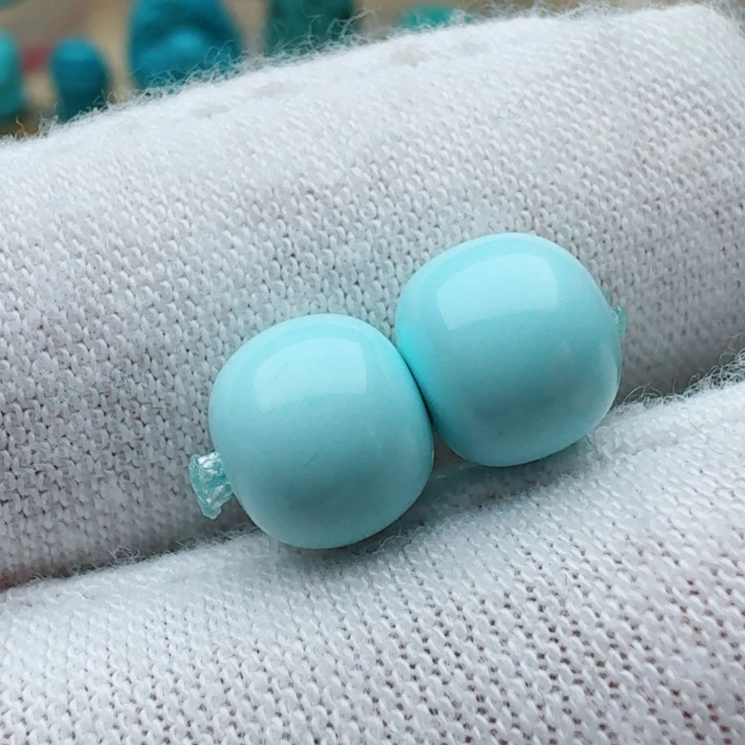 绿松石未镶嵌老型对珠7.7