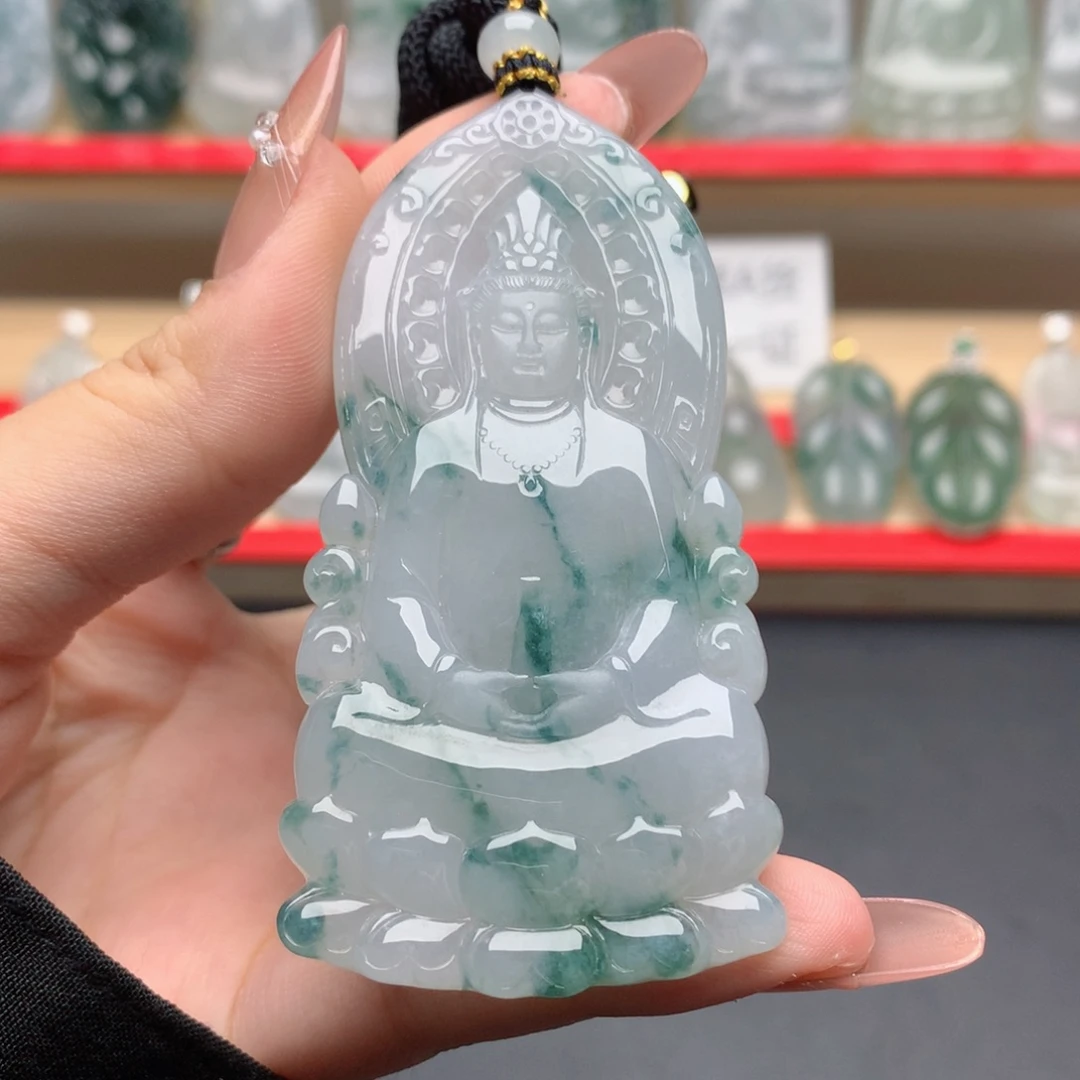 翡翠未镶嵌颈饰素衣观音