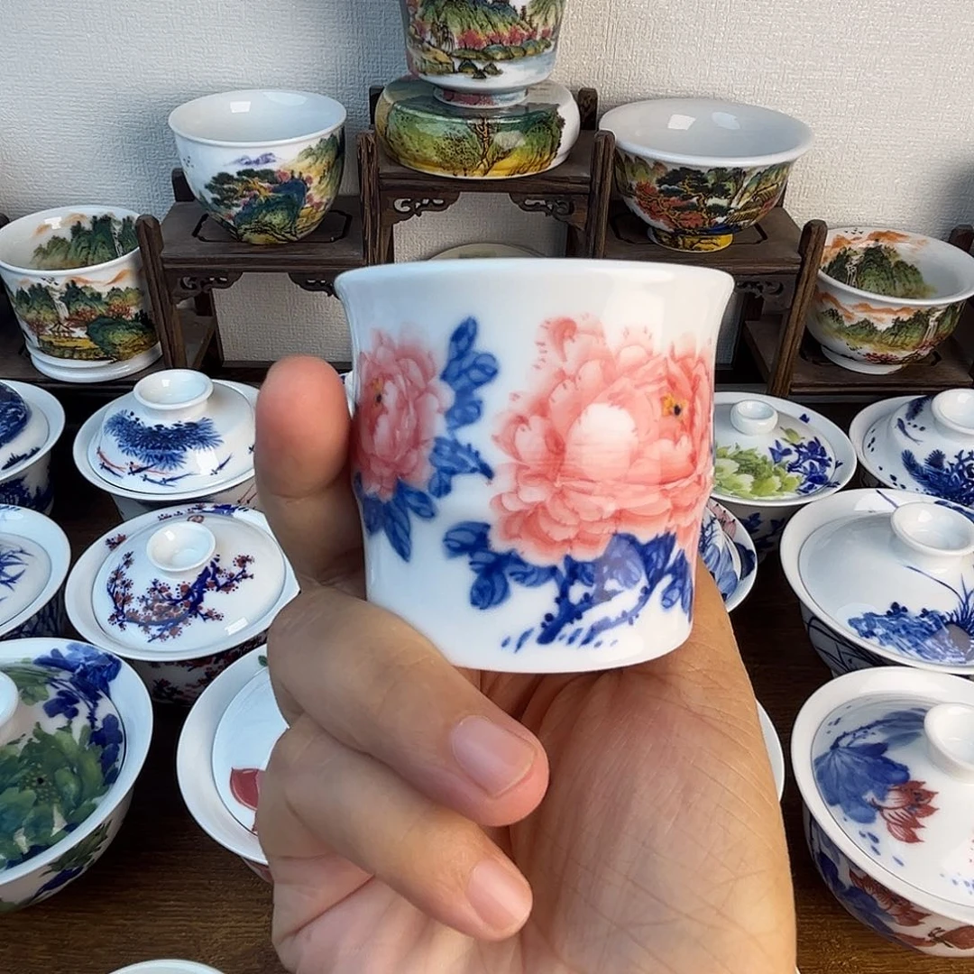 忠意堂釉下彩红牡丹