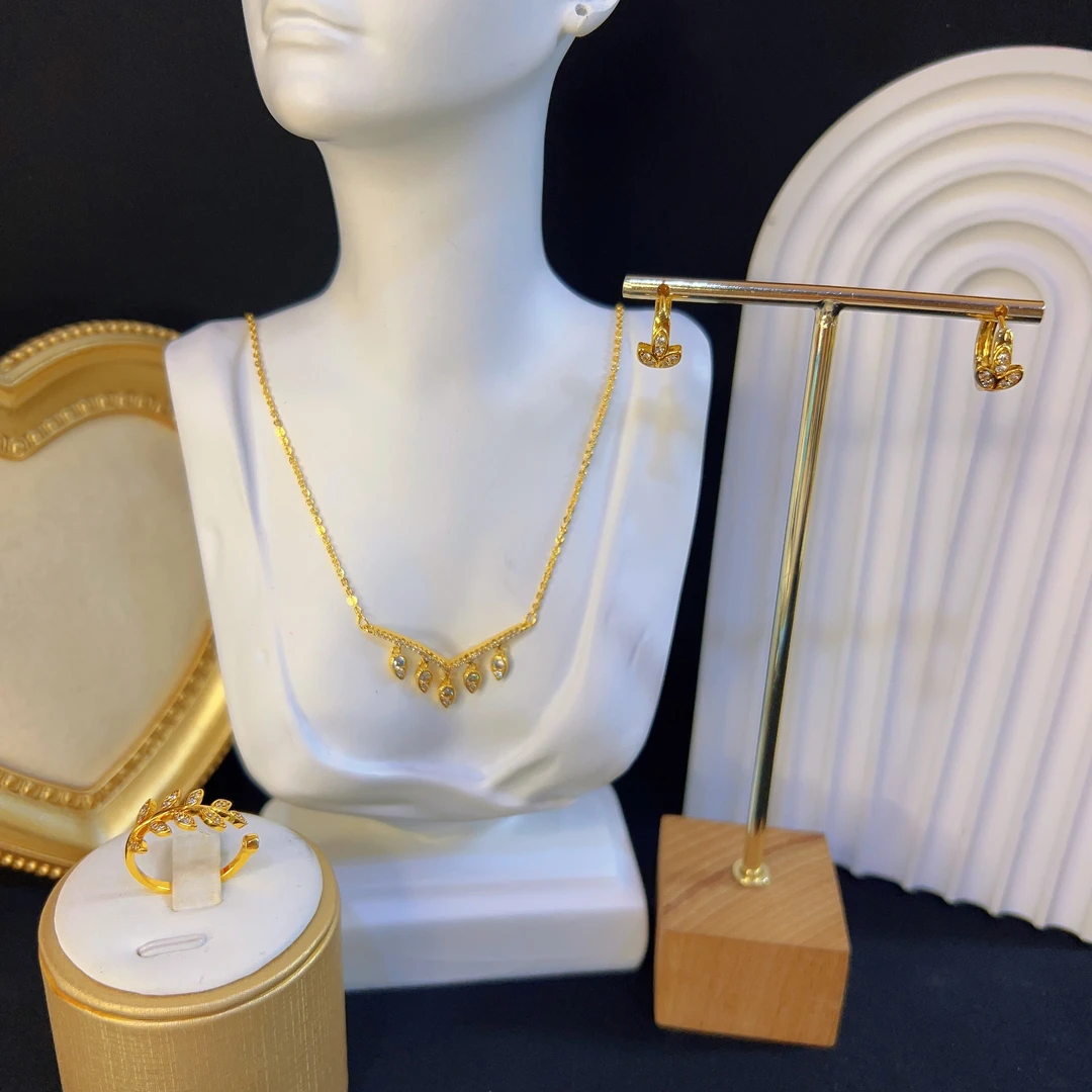 铜合金锆石项链 哈尼西牧时尚百搭三件套#0008332