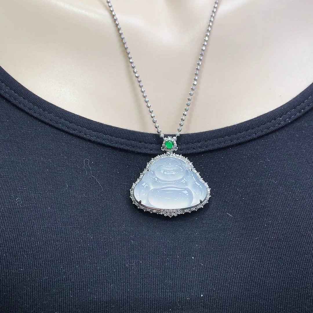翡翠颈饰18K金镶嵌佛公
