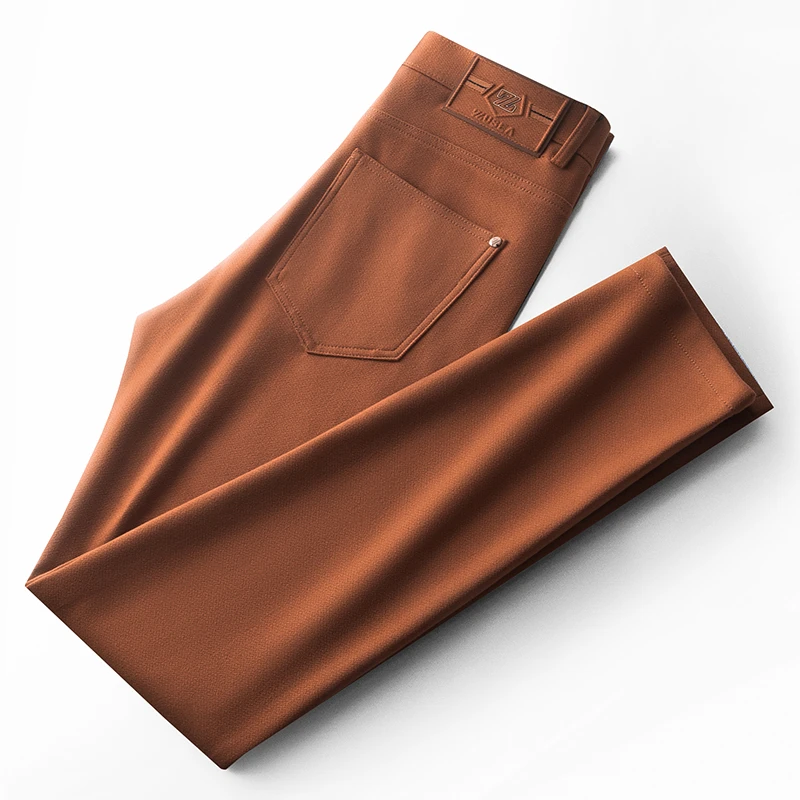 吉伦略索轻奢欧货秋冬季垂顺棉感男士休闲裤修身百搭直筒长裤子潮