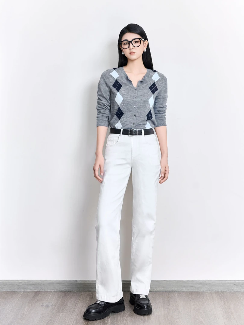 ZHENXI【小白牛】高个子穿搭显瘦加长休闲水洗直筒牛仔裤K80171