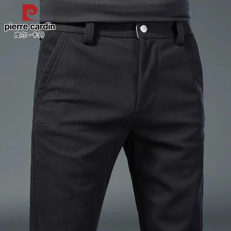 皮尔卡丹休闲裤子男士春季新款潮流韩版商务高端修身直筒小脚裤子