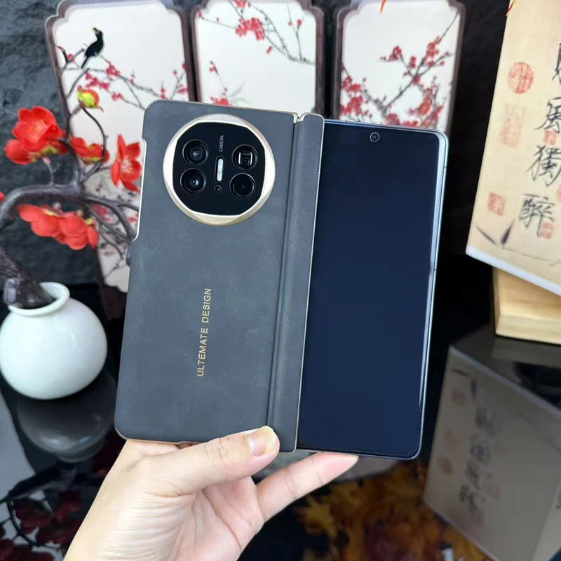 适用华为Matex5手机壳新款双中轴精孔镜头保护壳x6超薄复古羊巴皮