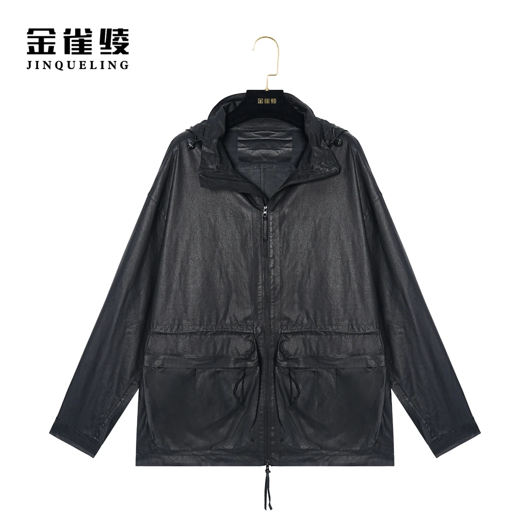 金雀绫【独角兽】新款绵羊皮潮流运动感百搭皮衣女外套KPT21