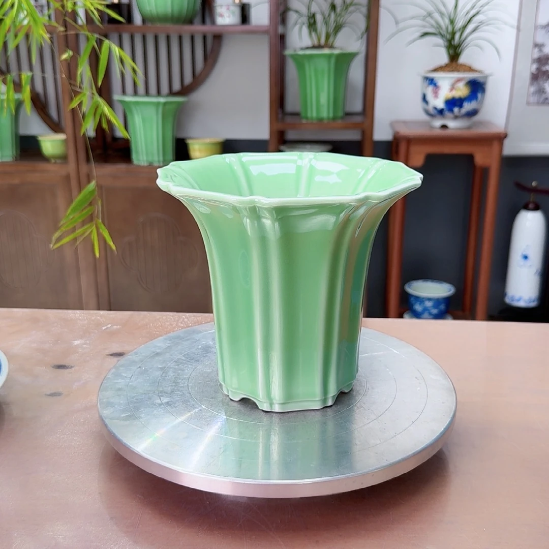 柠***茶花瓣陶瓷花盆88888