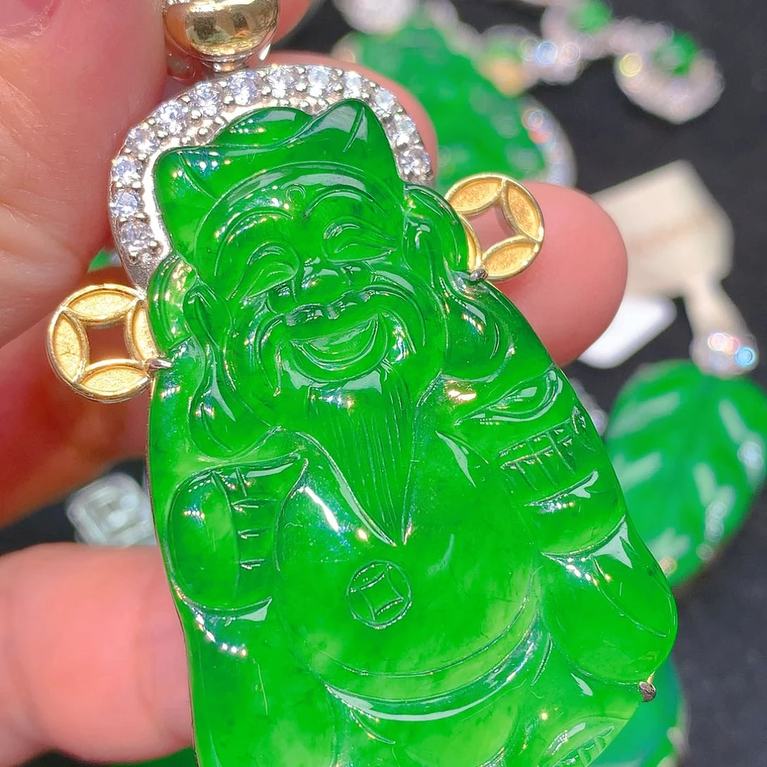 吊坠(不含链)银S925镶嵌翡翠翡翠