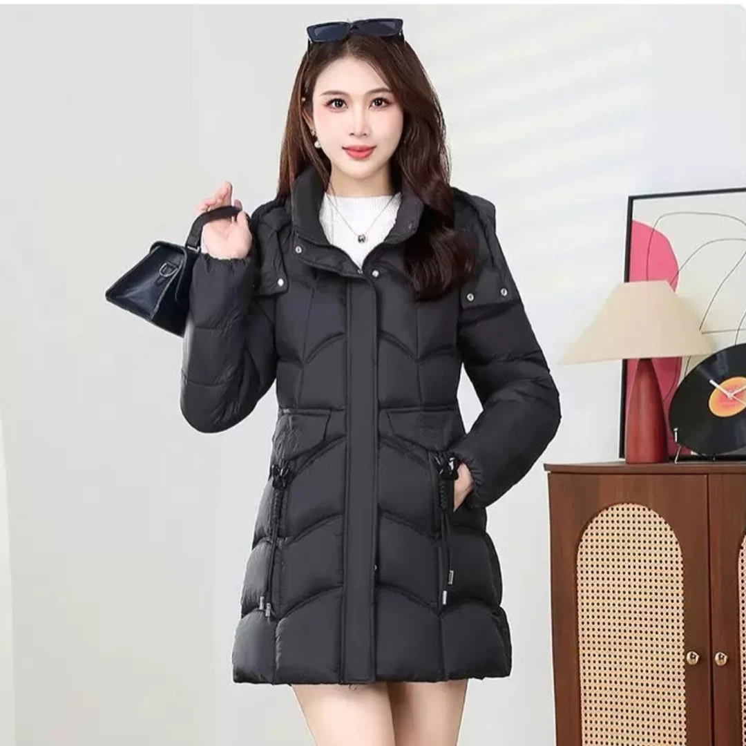 新款棉服女中长款冬季厚款棉衣2025时尚修身显瘦棉袄外套加厚