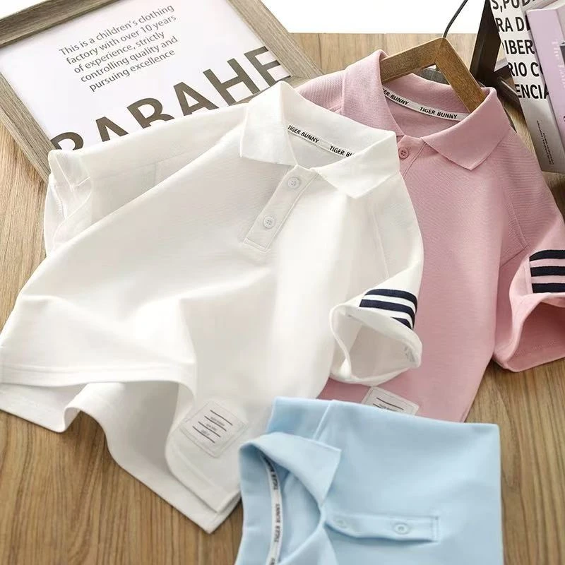 简约时尚~男童夏季新款韩版洋气条纹翻领POLO衫短袖8326
