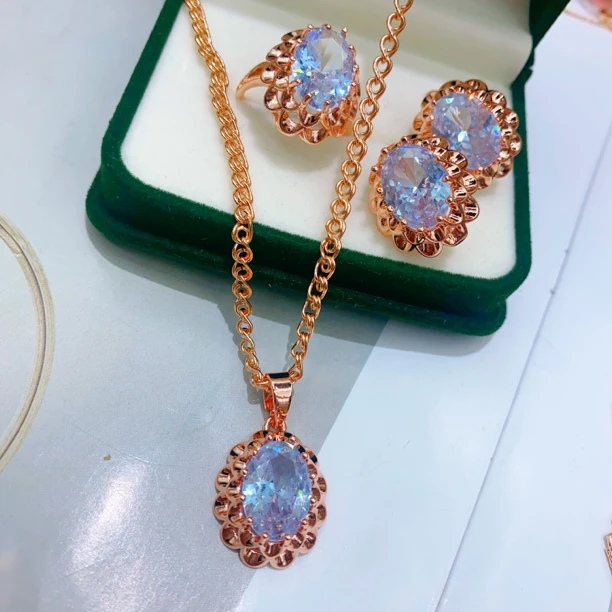 合金玻璃耳饰 妈妈款qiqak三件套时尚洋气12号货款可以调节