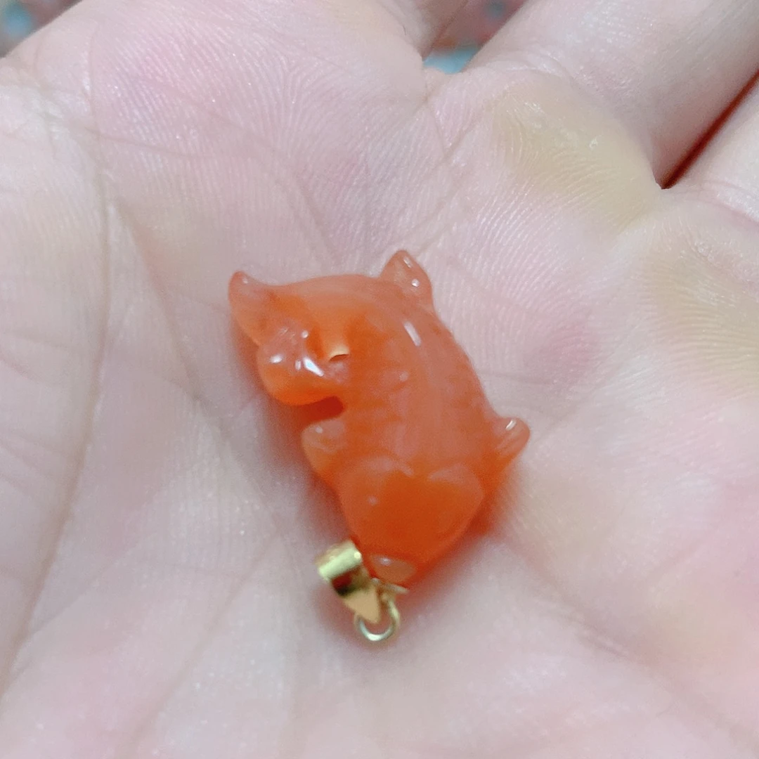 南红玛瑙银S925镶嵌吊坠(不含链)
