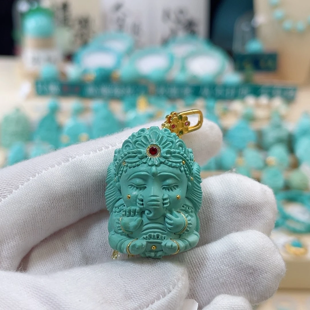 绿松石珠宝奇石18K金镶嵌