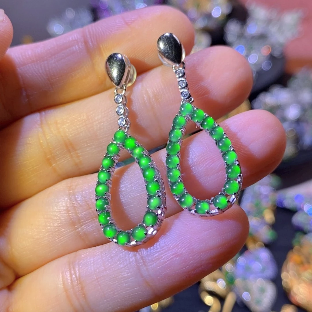 吊坠(不含链)银S925镶嵌翡翠