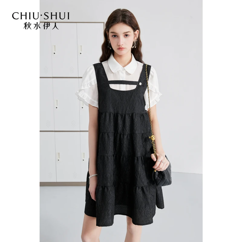 【品牌折扣】秋水伊人学院风A版娃娃裙衬衫两件套夏624202D010246