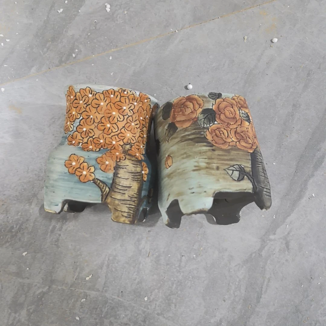 红泥花盆瑕疵处理