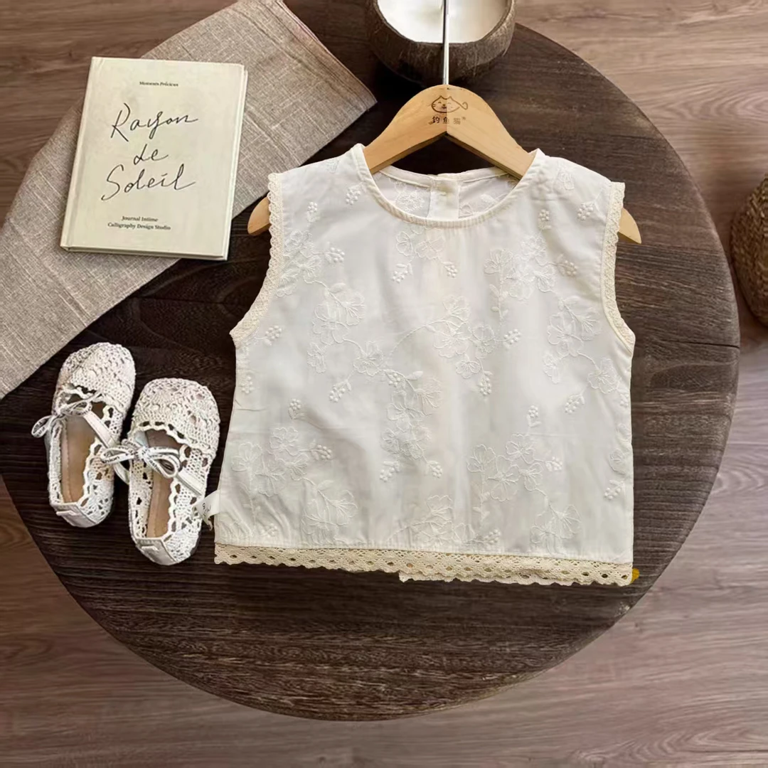 2063 米小朵夏季新款儿童精致百搭背心T女童无袖