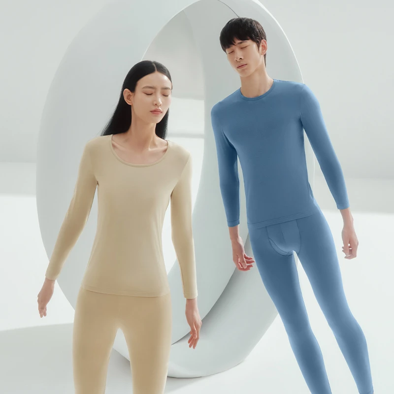 三枪保暖内衣男抗菌防螨莫代尔秋衣秋裤女圆领隐形无痕轻薄肌底衣