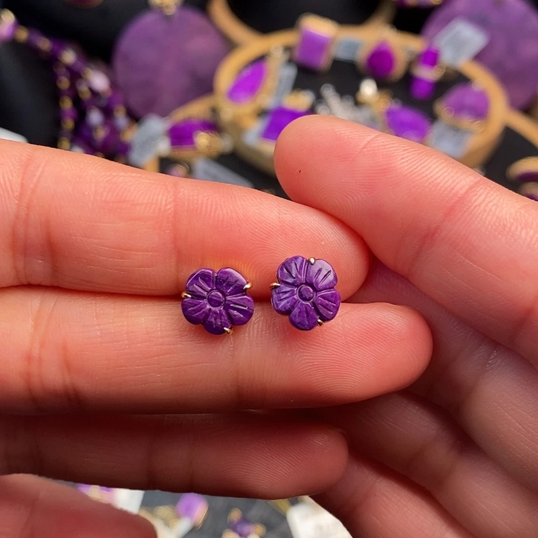 苏纪石（舒俱来）耳饰18K金镶嵌