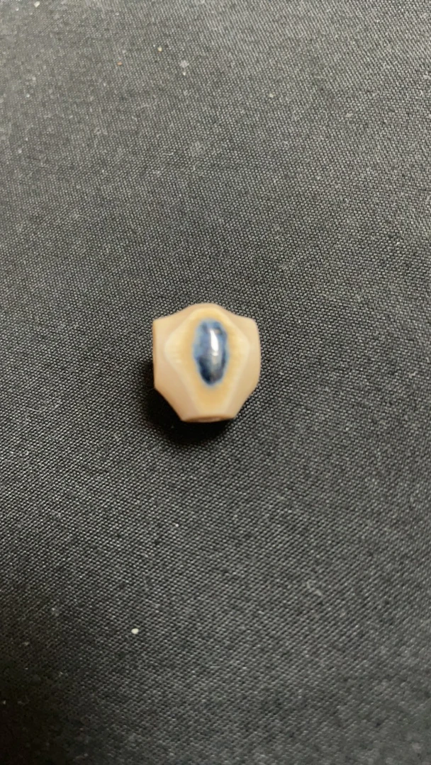 14109对孔12*14mm天然猛犸牙蓝眼睛鲨鱼背三通配件配饰