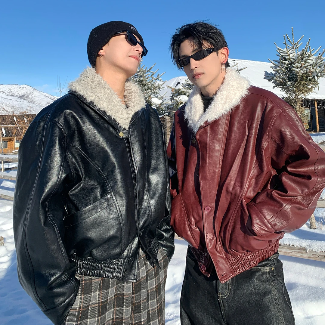 Holocene美式潮牌超好看毛领皮衣男生冬季宽松保暖棉服外套MY140