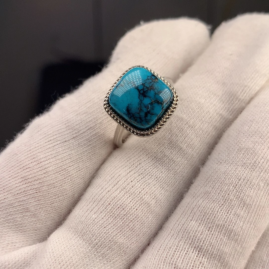 绿松石银S925镶嵌戒指