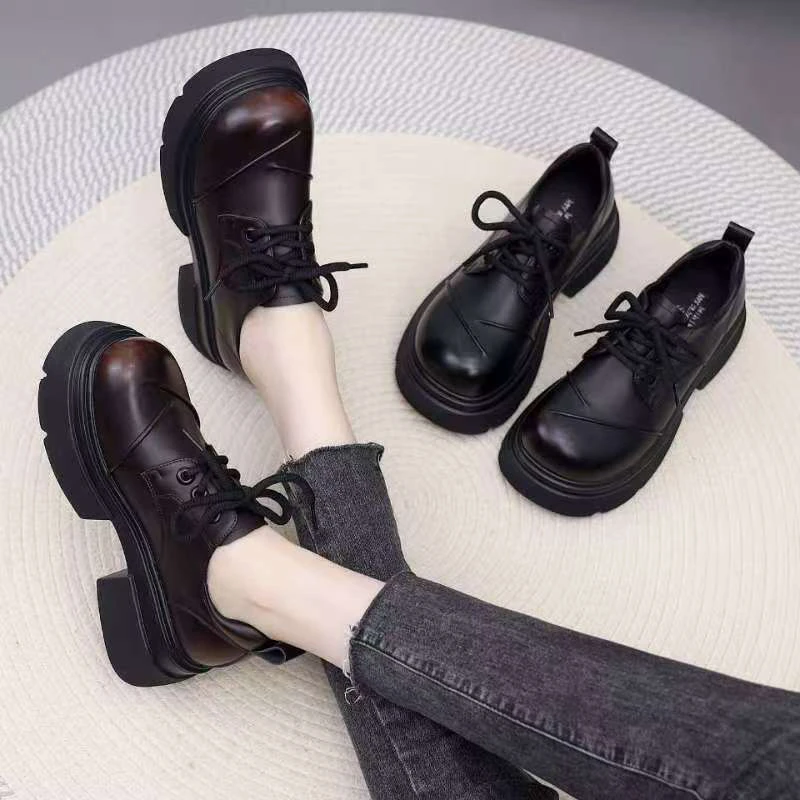 133早春新款软底软帮圆头系带潮牌百搭女鞋
