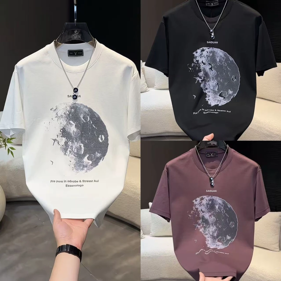【夏季新品月球小皮标字母圆领短袖】休闲舒适简约圆领凉感短袖