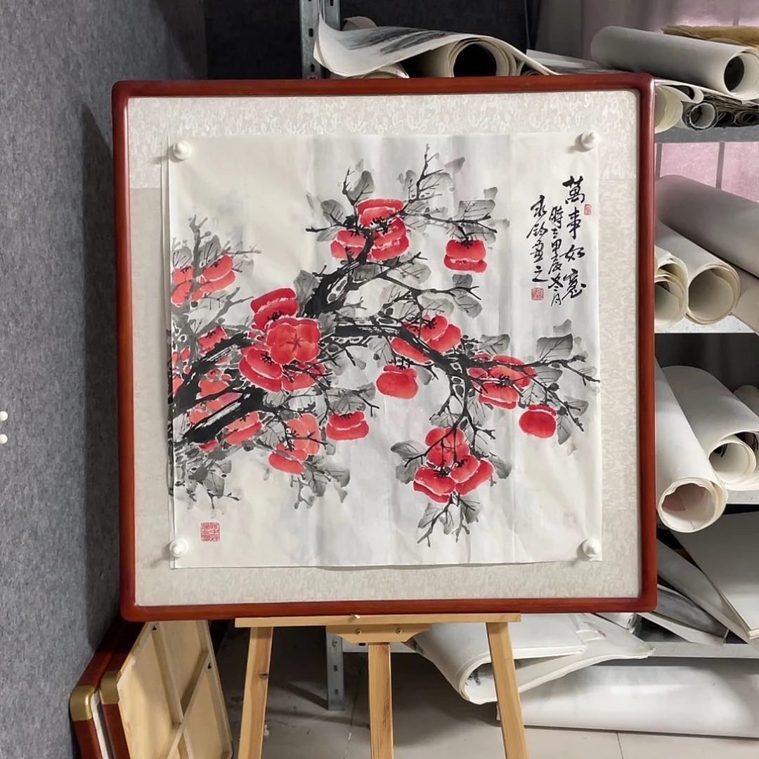 国画四尺斗方68.68画芯 孤品漏