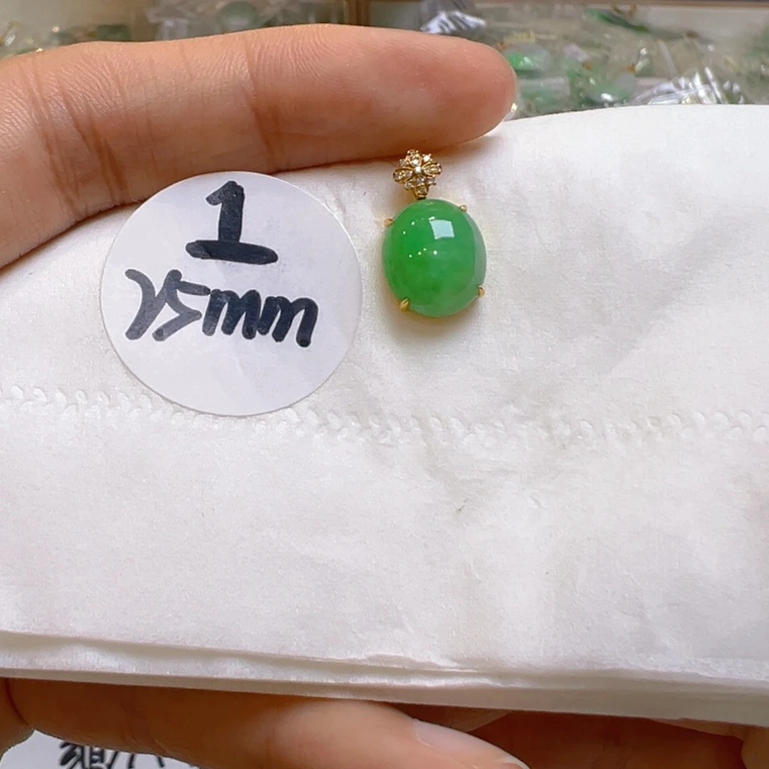 翡翠18K金镶嵌吊坠(不含链)