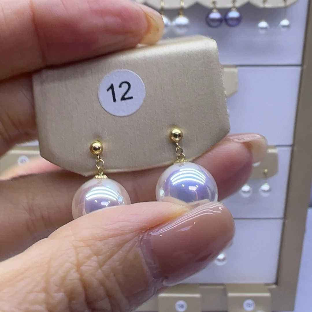 耳饰18K金镶嵌淡水珍珠